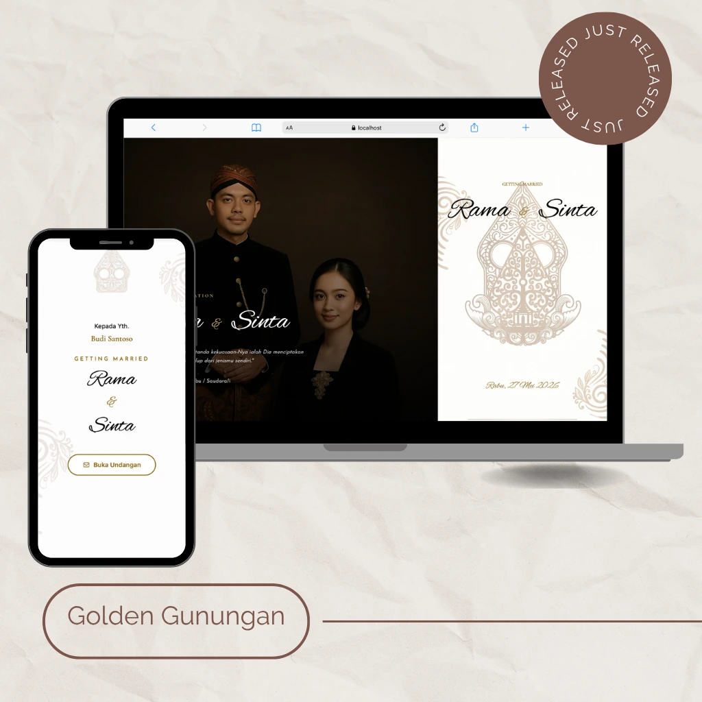 Template undangan digital pernikahan Golden Gunungan