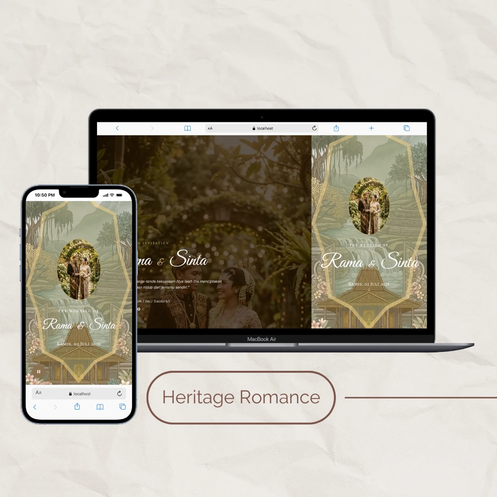 Template undangan digital pernikahan Heritage Romance
